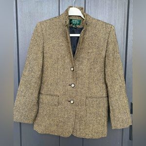 Ralph Lauren LRL Vtg Jacket 100% Wool Herringbone Equestrian Horse Button Blazer